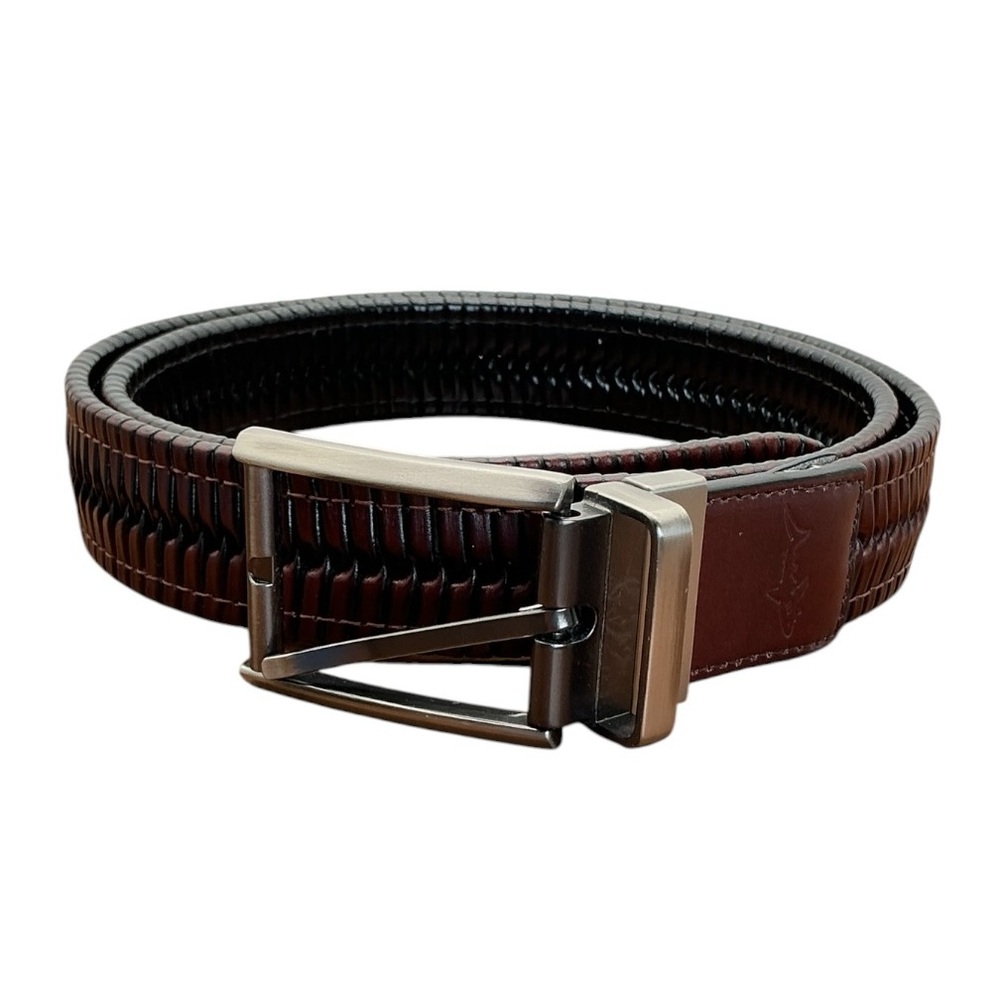 Greg Norman Collection Brown Braided Genuine Leather Belt Size 33‎